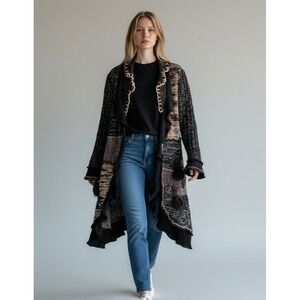 Fantazia Boho Artsy Sweater Coat Jacket Women's S Lagenlook Cardigan Goth Fairy